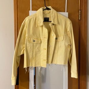 Light Yellow Cropped Denim Jacket